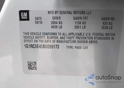 2011 Chevrolet Volt from USA, damaged, VIN 1G1RC6E45BU099173